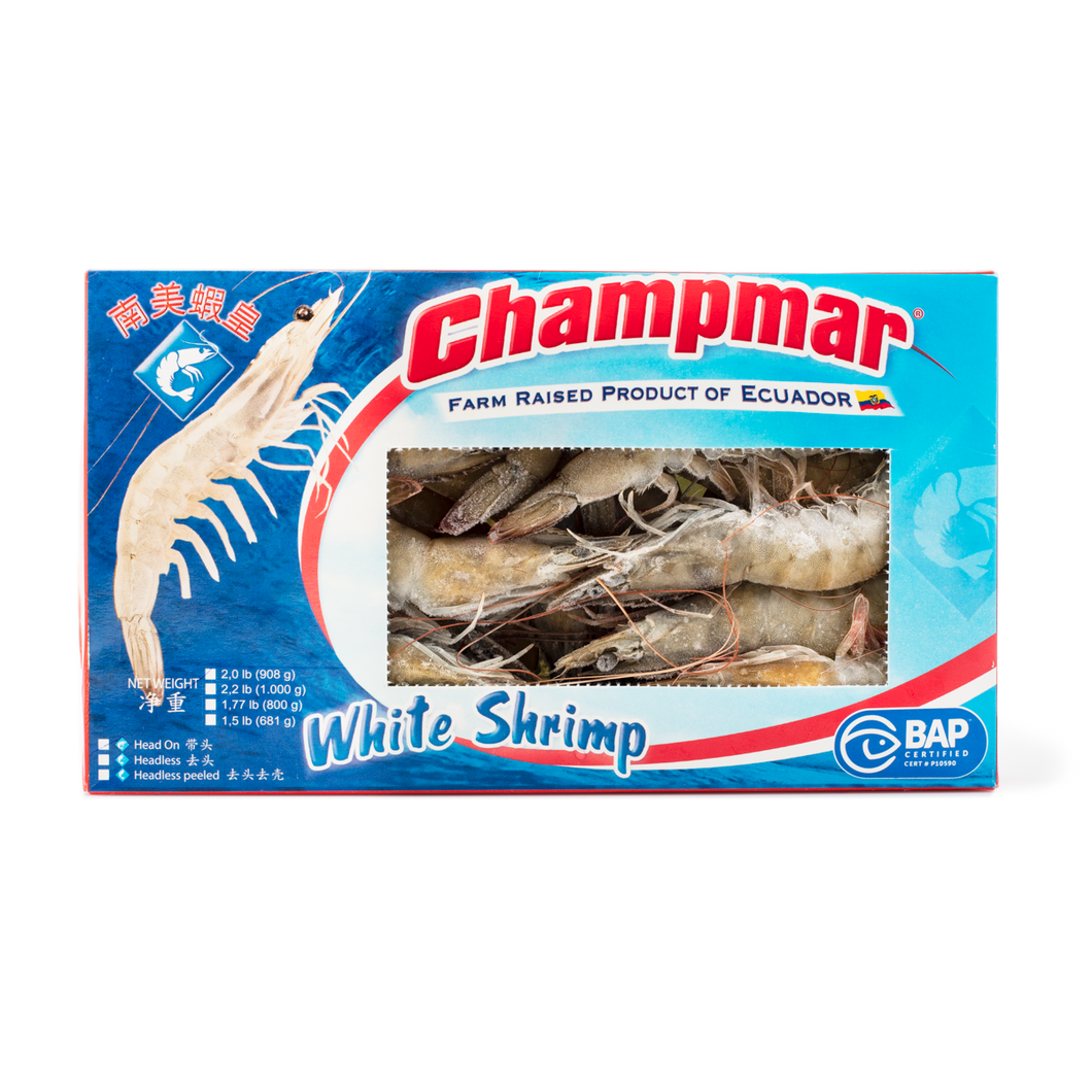 南美蝦皇 - 白蝦 2 磅裝 [30/40] 白對蝦  CHAMPMAR Ecuador Farm Raised White Shrimp 2 lb #3959