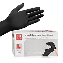 Load image into Gallery viewer, 即棄膠手套 - 黑色 (L碼) 100隻 BASIC Vinyl Synmax Exam Gloves 100pcs (Latex Free/Powder Free/Protein Free) Size L BLACK #3632