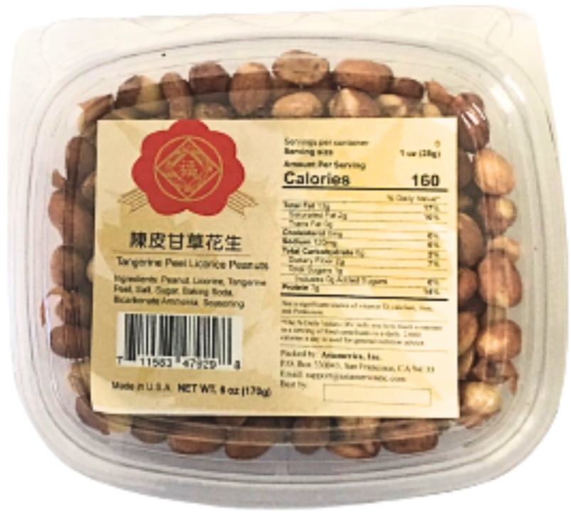 [非油炸] 福字 - 陳皮甘草花生 (盒裝) Lucky - Tangerine Peel Licorice Peanuts in tray 6oz (170g) #0706