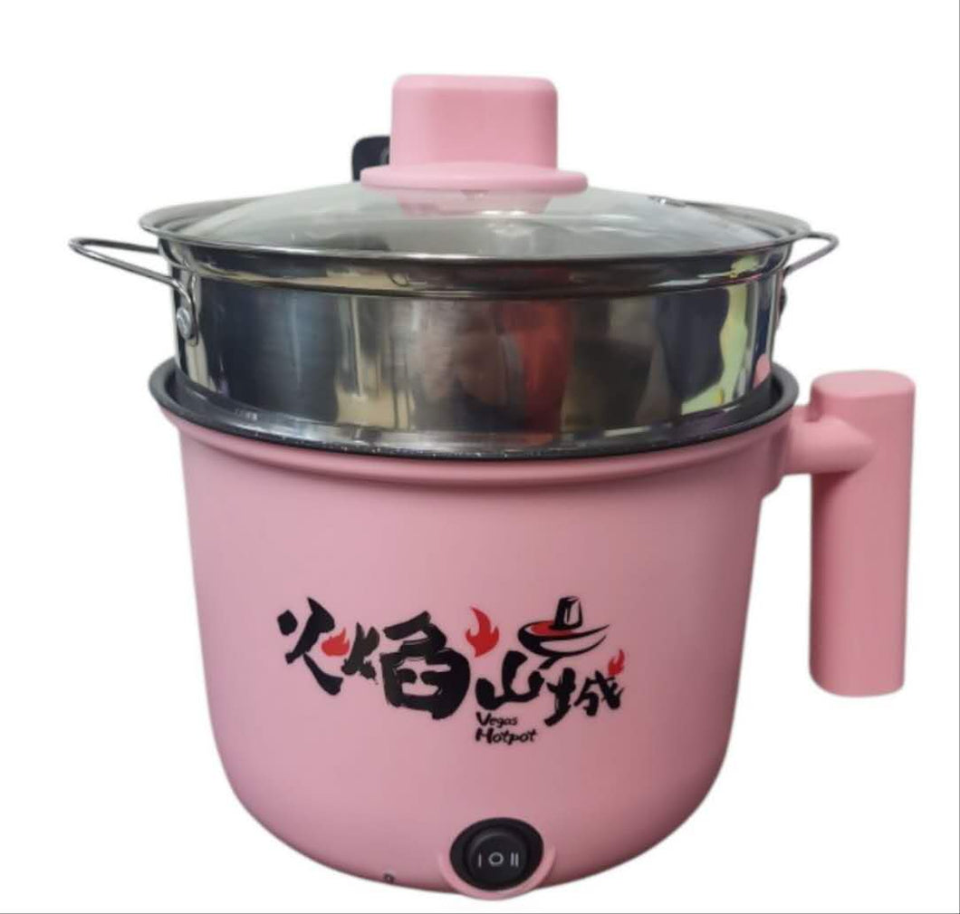 一人火鍋 - 新款双层小火鍋 (塑膠边框+不銹鋼蒸籠) Double Layer 18 cm Mini Hot Pot (Mix color) 18cm  #3620a