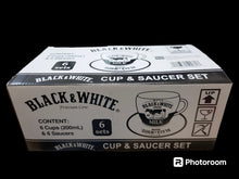 Load image into Gallery viewer, 經典港式奶茶杯碟套装 - 茶餐廳必備 黑白牛淡奶(杯+碟)套装 6 套 /盒 Cup &amp; Saucer Set Black &amp; White 200ML 6 Set/ box 220ml     #5400
