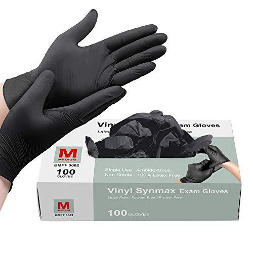 即棄膠手套 - 黑色 (M碼) 100隻  BASIC Vinyl Synmax Exam Gloves 100pcs  (Latex Free/Powder Free/Protein Free) Size M BLACK  #3632M