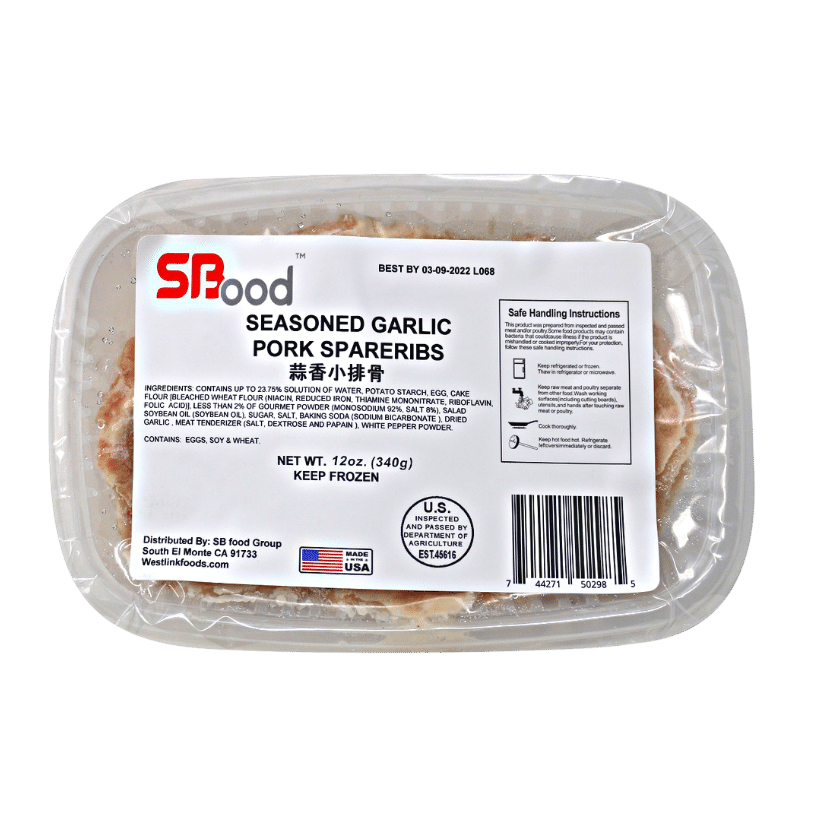 蒜香小排骨丁 SB Seasoned Garlic Pork Spareribs (Diced) 12 oz  #0212A