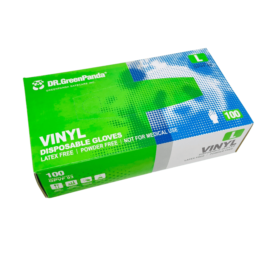 即棄膠手套 - 透明 (L碼) 100隻  Dr. Green Panda Vinyl Disposable Gloves 100pcs (Latex & Powder Free) Size L (Clear) #3626