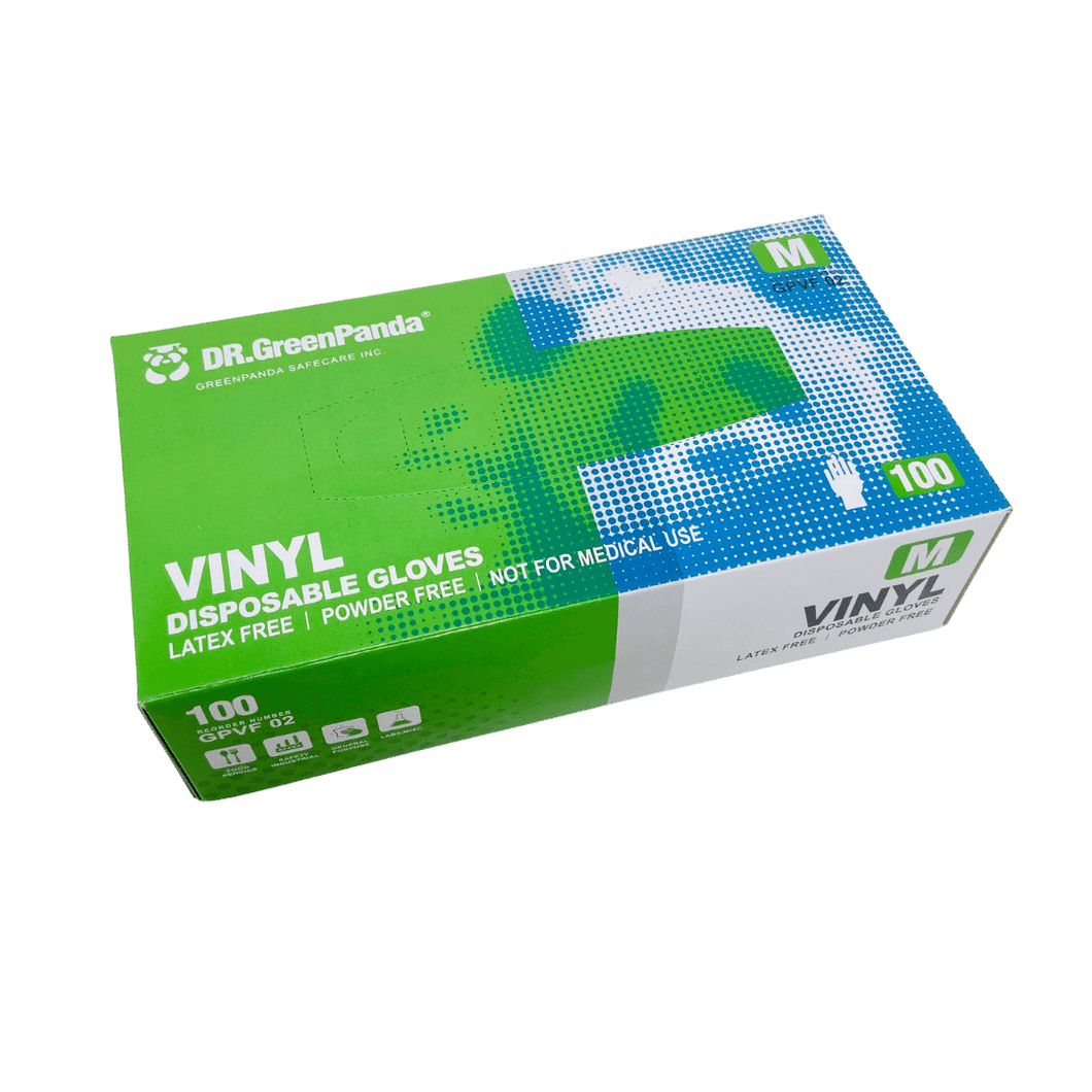 即棄膠手套 - 透明 (M碼) 100隻  Dr. Green Panda Vinyl Disposable Gloves 100pcs (Latex & Powder Free) Size M (Clear)  #3626M