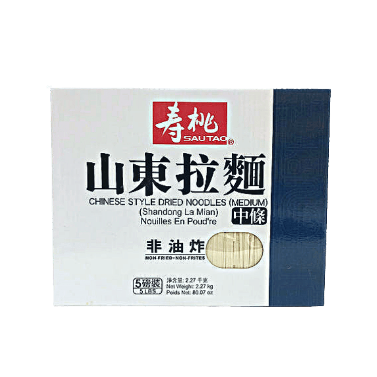 壽桃牌 - 山東拉麵 中條 (非油炸) 5磅裝  SAUTAO Chinese Style Dried Noodles (Blue/Medium) 5 lb  #1722